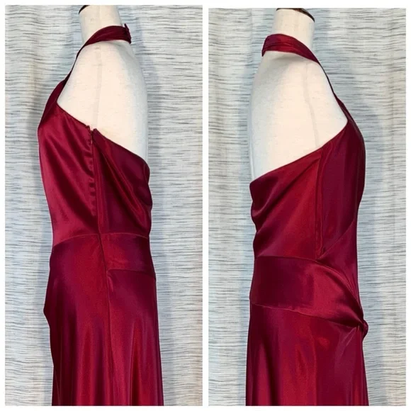 ABS by Allen Schwartz Dark Red Halter Gown - Picture 13 of 16